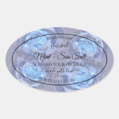 フローラル・プロダクトラベル 発光 ライトブルー ローズ 楕円形シール (正面)