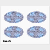 フローラル・プロダクトラベル 発光 ライトブルー ローズ 楕円形シール (シート)