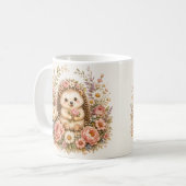 フローラル・ヘッジホッグの水彩画 コーヒーマグカップ (正面左)