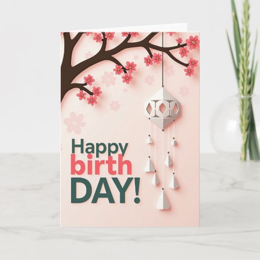フローラル ペーパーカット 誕生日カード カード (正面)