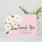 *〜 フローラル ホワイト ビーチ ローズ バッド ブライダル シャワー サンキューカード (スタンド正面)