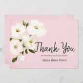 *〜 フローラル ホワイト ビーチ ローズ バッド ブライダル シャワー サンキューカード (正面/裏面)