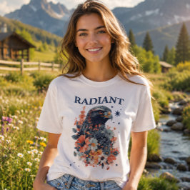 フローラル・ホーク・ラディアント・タイポグラフィ Tシャツ