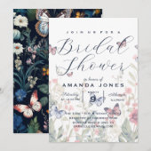 フローラル ボタニカル エレガント ボヘミア ブライダル バタフライ 招待状 (正面/裏面)