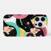 フローラル ボヘミアン 女性 イラスト アートプリント iPhoneケース (裏面横)