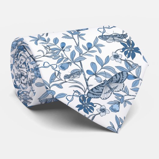 フローラル モス 蝶 パターン ネクタイ (ロール)