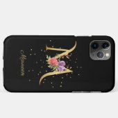 フローラル モノグラム 名前イニシャル M 文字 Case-Mate iPhoneケース (裏面(横))