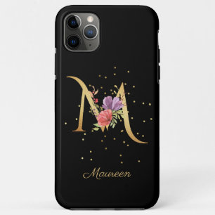フローラル モノグラム 名前イニシャル M 文字 iPhone 11 PRO MAXケース