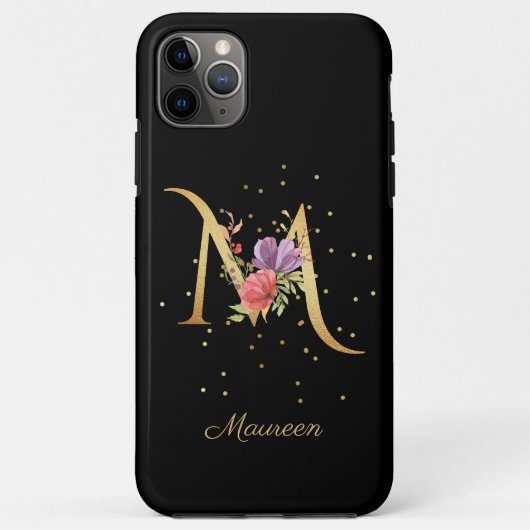 フローラル モノグラム 名前イニシャル M 文字 Case-Mate iPhoneケース (裏面)