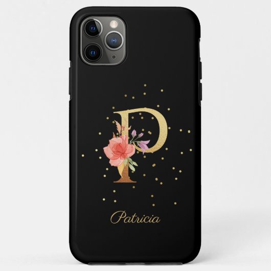 フローラル モノグラム 名前イニシャル P 文字 Case-Mate iPhoneケース (裏面)