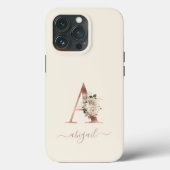 フローラル ローズゴールド モノグラム レター "A" アイボリー Case-Mate iPhoneケース (裏面)