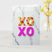 フローラル Xoxo モダンラブカード カード (黄色い花)