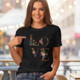 フローラルLOVEラスティックワードウィメンズTシャツ トライブレンドTシャツ