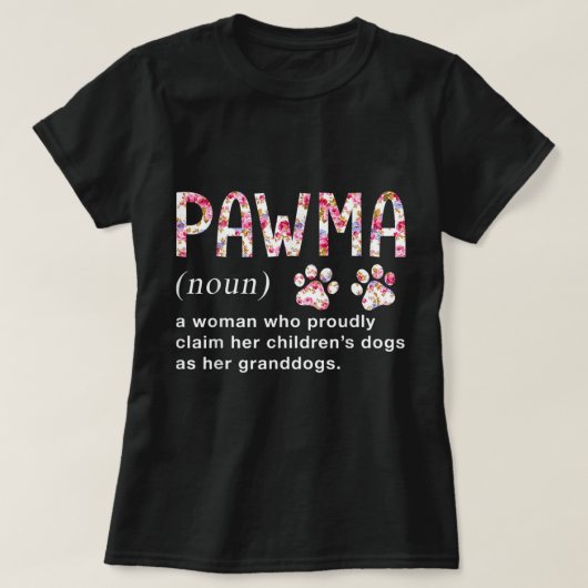 フローラルPawmaドッグおばあちゃんアート Tシャツ (デザイン正面)