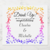 フローラレインボーきらめくワインボトルラベル スパークリングワインラベル (シングルラベル)