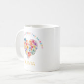 フローラレインボーハートマグカップ – 名前をカスタムするギフト コーヒーマグカップ (正面左)
