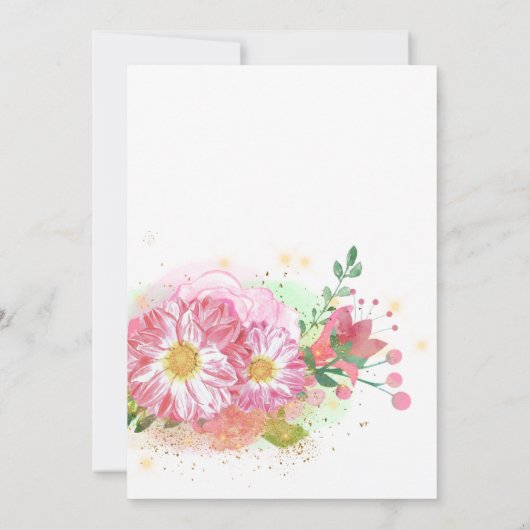 フローラレインボーユニコーン女の子の赤ちゃんシャワー サンキューカード (裏面)