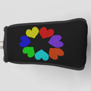 フローラレインボーラブハートゴルフパターカバー ゴルフヘッドカバー