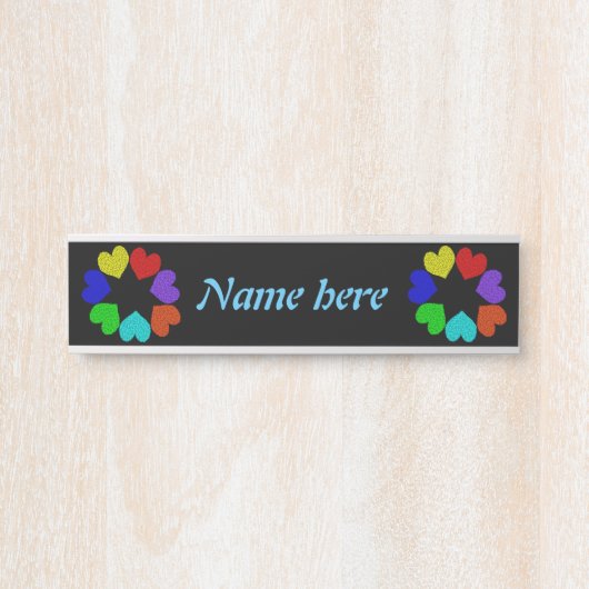 フローラレインボーラブハート パーソナライズされた サインプレート (正面)