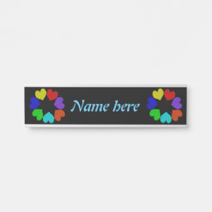 フローラレインボーラブハート パーソナライズされた サインプレート