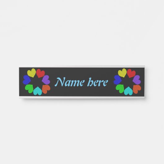 フローラレインボーラブハート パーソナライズされた サインプレート (正面)