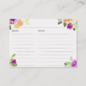 フローラレシピカードブライダルシャワー エンクロージャーカード (裏面)