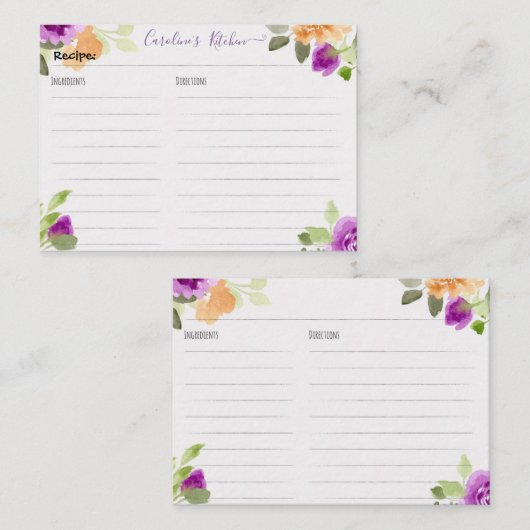 フローラレシピカードブライダルシャワー エンクロージャーカード (正面/裏面)