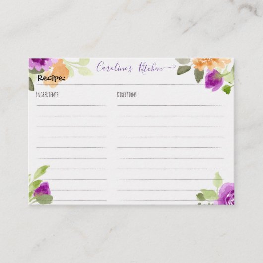 フローラレシピカードブライダルシャワー エンクロージャーカード (正面)