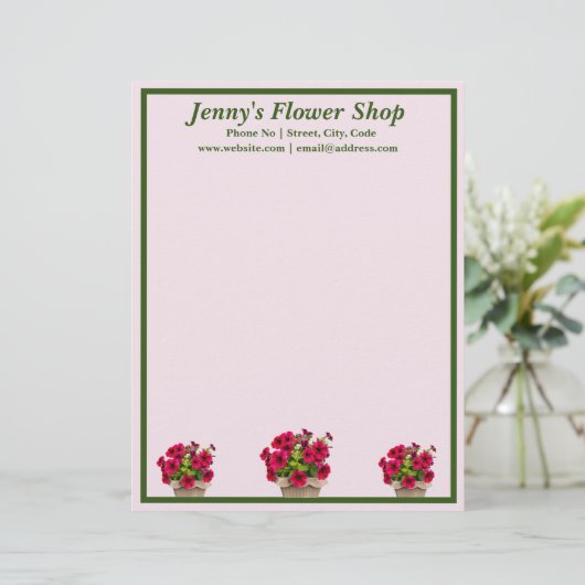 フローラレタパーソナライズされたーヘッド文房具 レターヘッド (スタンド正面)