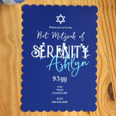 フローラレタリングブルーワイルドフラワーバルミツワー 招待状