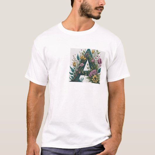 フローラレターは「A」で始まる名前デザインTシャツ Tシャツ (正面)