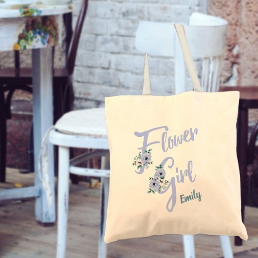 フローラレターダスティブルーフラワーガパーソナライズされたール トートバッグ