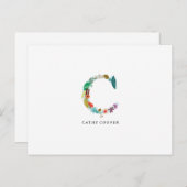フローラレターモノグラムイニシャル- C – フラットカード ポストカード (正面/裏面)
