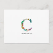 フローラレターモノグラムイニシャル- C – フラットカード ポストカード (正面)