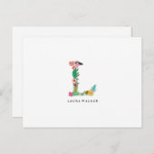 フローラレターモノグラムイニシャル- L – フラットカード ポストカード (正面/裏面)