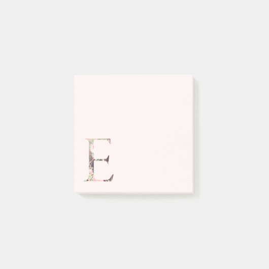 フローラレター「E」モノグラムのノート ポストイット (正面)