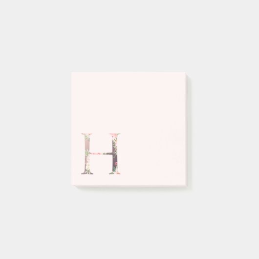 フローラレター「H」モノグラムのノート ポストイット (正面)
