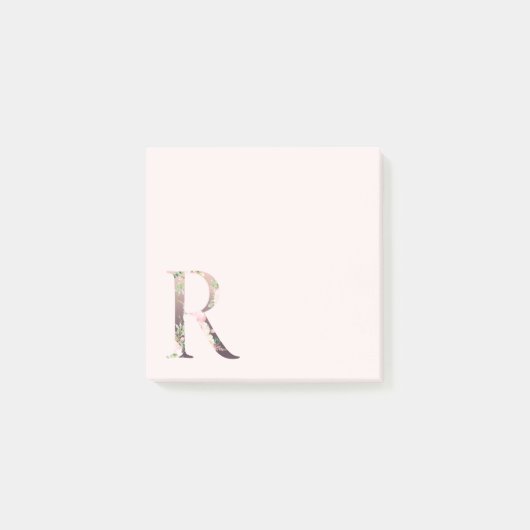 フローラレター「R」モノグラムのノート ポストイット (正面)
