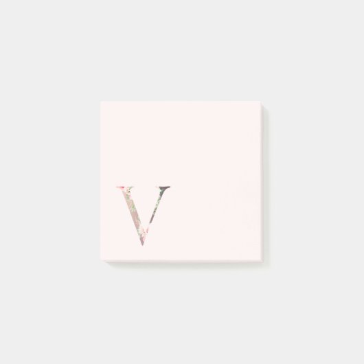 フローラレター"V"モノグラムのノート ポストイット (正面)