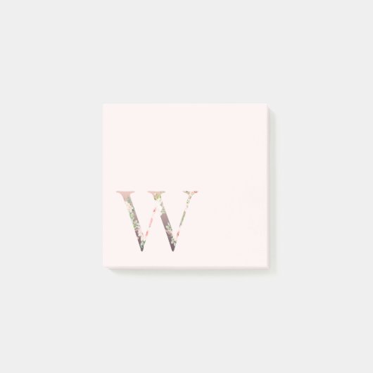 フローラレター「W」モノグラムのノート ポストイット (正面)