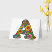 フローラレターAグリーティングカード – 内空白の部 カード (黄色い花)