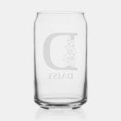 フローラレターDモノグラムと名パーソナライズされた前 ガラス缶 (裏面)