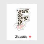 フローラレターFイニシャル名Leopard Cheetahプリント シール (シート)
