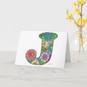 フローラレターJグリーティングカード – 内空白の部 カード (黄色い花)