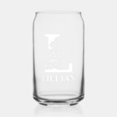 フローラレターLモノグラム名パーソナライズされた白 ガラス缶 (正面)