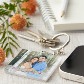 フローラレターLOVEカップルの写真名日付 キーホルダー (正面右)