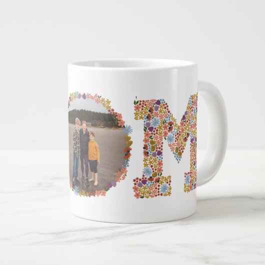 フローラレターMOM母の日フォトマグカップ ジャンボコーヒーマグカップ (正面右)