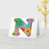 フローラレターNグリーティングカード – 内空白の部 カード (黄色い花)