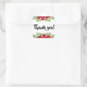 フローラレッドありがとうバーガンディ花ブラック スクエアシール (バッグ)