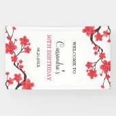 フローラレッドさくらんぼブロッサム桜誕生日歓迎 横断幕 (横)